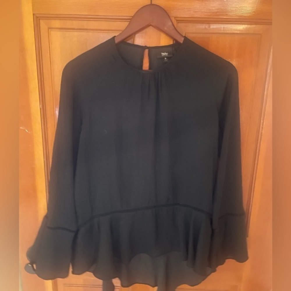 Mossimo black satin ruffle blouse